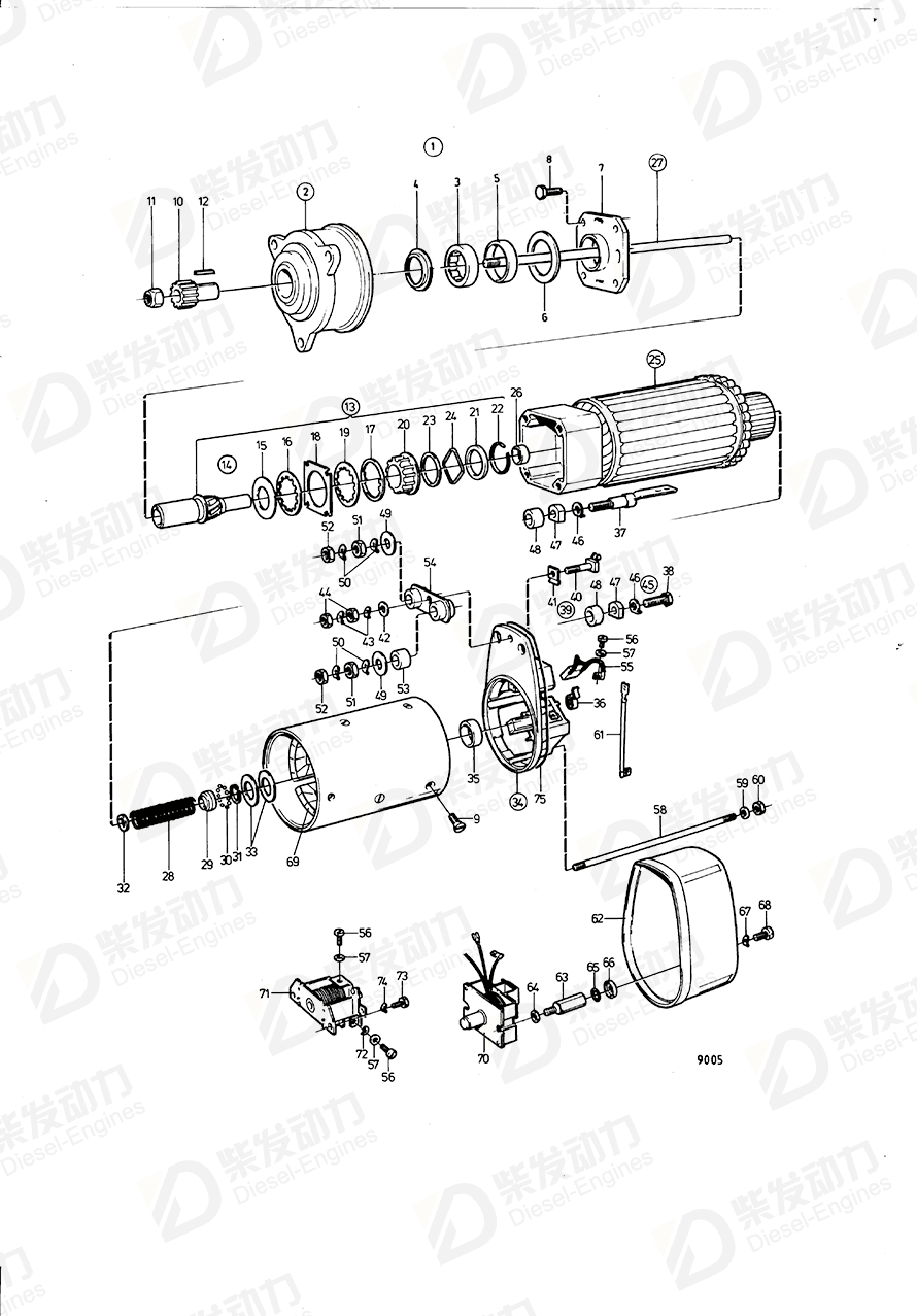 VOLVO Starter pinion 6643675 Drawing